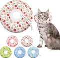Seyezo Cat Cone Collar Soft, Adjustable Cat Recovery Collar for Small Medium Large Cats, Cute Donut E Collar After Surgery, Anti-Lick Wound Healing Elizabethan Collar for Kittens(Pink Cherry, Medium)