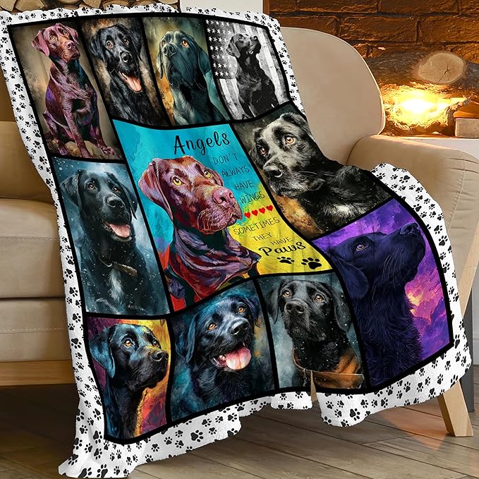 Chocolate Labrador Throw Blanket Black Labrador Puppy Stuff Gifts for Dog Lover Kids Girls Boys Adults Women Men Soft Cozy Warm Plush Fluffy Fuzzy Fleece Blanket 40''X50''