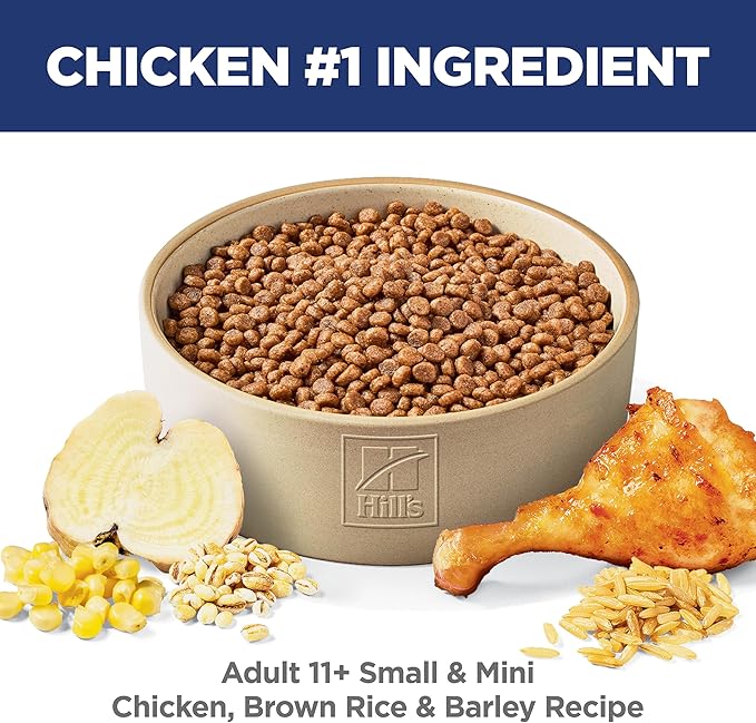 Hill's Science Diet Small & Mini, Senior Adult 11+, Small & Mini Breeds Senior Premium Nutrition, Dry Dog Food, Chicken, Brown Rice & Barley, 4.5 lb Bag