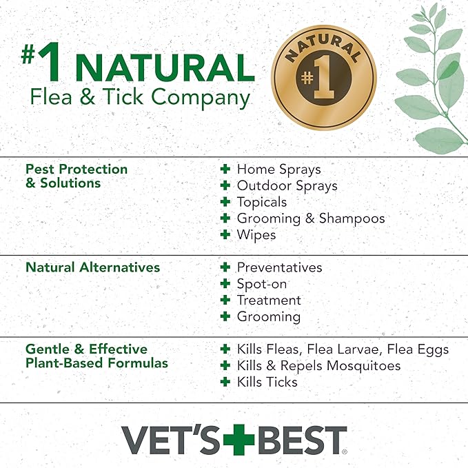 Vet’s Best Flea and Tick Repellent Collar for Cats, Plant-Based Flea and Tick Prevention Collar with Natural Oils, Adjustable Cat Collar Up to 20 Inch Neck
