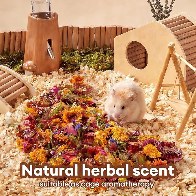 BUCATSTATE 5L Natural Flower & Hamster Bedding Soft Natural Bedding for Hamster Enrichment for Small Pets & Dwarf Syrian Hamsters, Gerbils, Mice