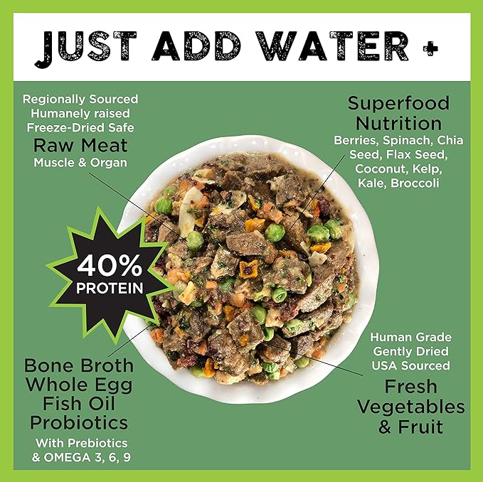 Nature's Diet Simply Raw Freeze-Dried Raw Whole Food Meal - Makes 18 Lbs Fresh Food With Muscle, Organ, Bone Broth, Whole Egg, Superfoods, Fish Oil Omega 3, 6, 9, Probiotics & Prebiotics (Turkey)