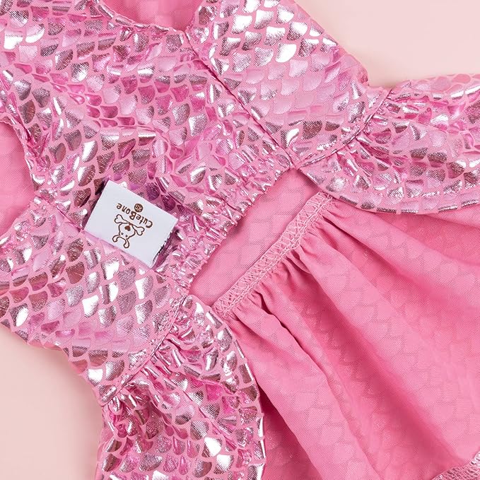 CuteBone Dog Dress Mermaid Girl Puppy Bling Skirt Cat Outfit Small Dogs Costume Pet Clothes for Holiday Beach DD11S