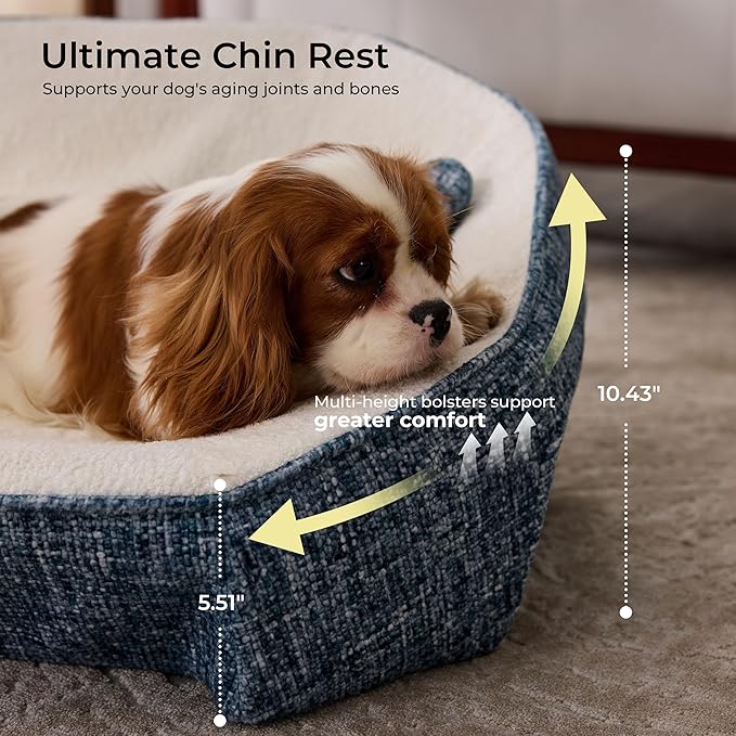 Cooling Orthopedic Dog Bed Medium Size Dog, High-Resilience Memory Foam Support, All-Season Comfort Pet Bed with 3 Washable Removable Cover & Waterproof Liner, Never Sag Dog Couch with Bone Toy