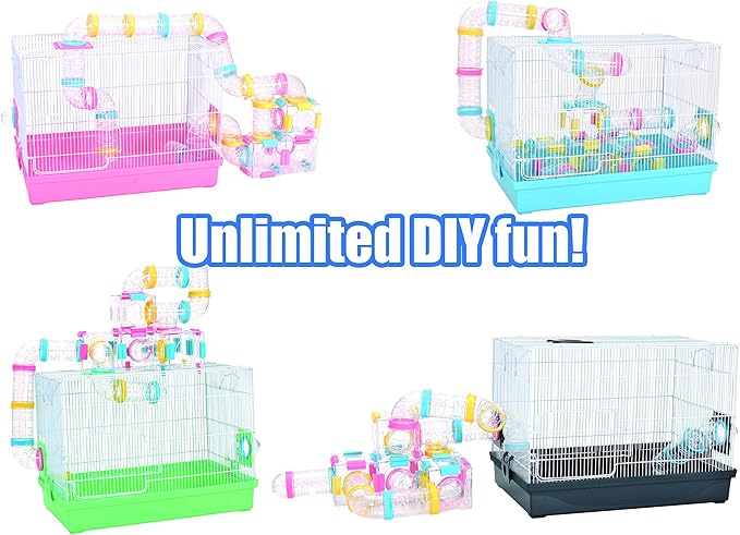 Super Large Hamster DIY 20‘’x12''x15'' Cage Habitat with Complete Tunnel Module (Blue)