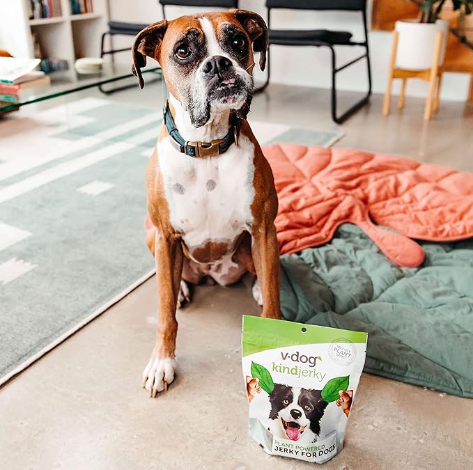 V-dog Kind Jerky - 100% Vegan Jerky Dog Treats - Plant Based Protein and Superfoods - 8 Ounce - All Natural - Made in The USA,(Pack of 2)