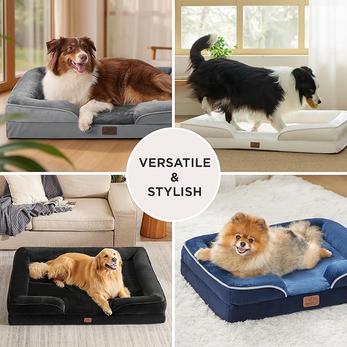 Bedsure Orthopedic Dog Beds for Small Dogs - Washable Small Dog Cat Bed Waterproof, Comfort Pet Couch Sofa with Washable Removable Cover, Pets Bed with Nonskid Bottom, Dune Haze Blue, 24"