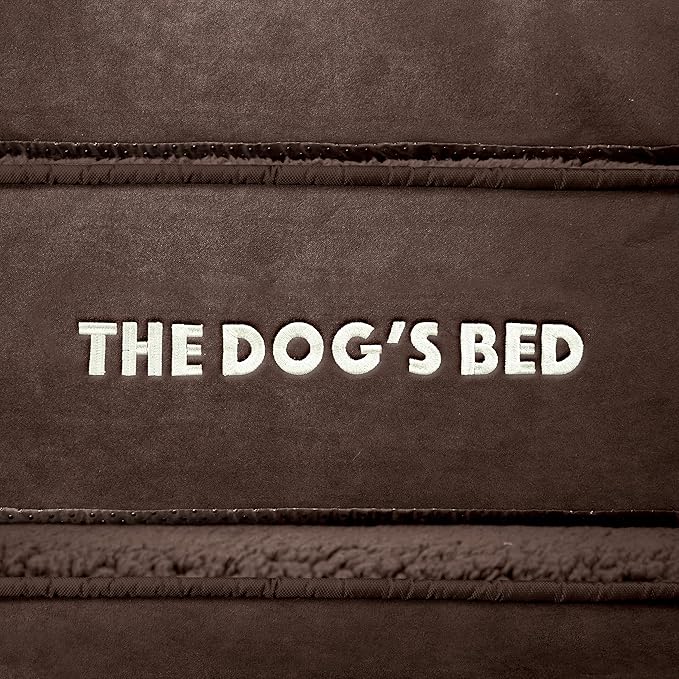 The Dog’s Bed Orthopedic Memory Foam Dog Bed for XL Dogs, Waterproof Washable Cover, Anti-Slip Base, Calming Surface – CertiPUR-Certified Foam, Brown Plush, 6 Inch Thick