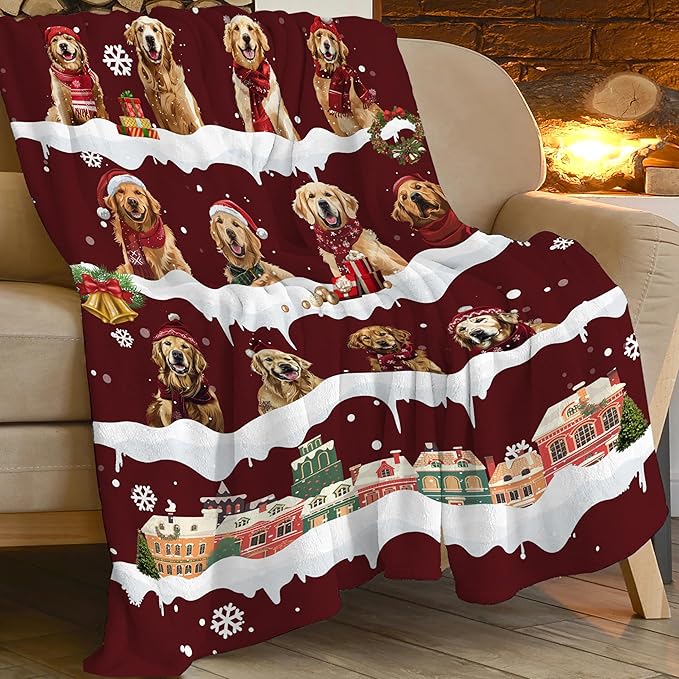 Golden Retriever Throw Blanket Golden Retriever Dog Christmas Stuff Gifts for Kids Girls Boys Adults Women Man Soft Cozy Warm Plush Fluffy Fuzzy Fleece Blanket Decor 40''X50''