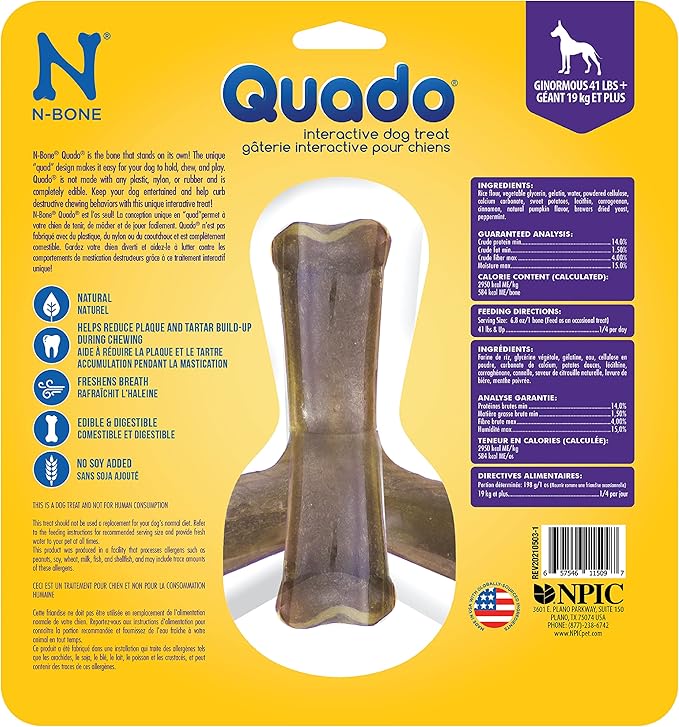 N-Bone Nbone 115097 Quado in Pumpkin, Large (575174) (Pack of 6)