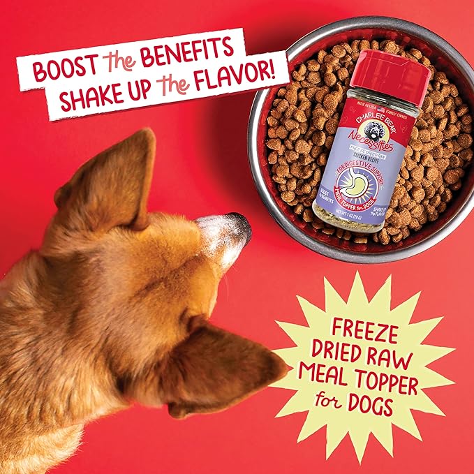 Charlee Bear Necessities Freeze Dried Dog Food Topper, Digestive Health Support, Grain Free, High Protein, Limited Ingredient Meal Toppers for Dogs, Chicken Recipe, 5 Ounce