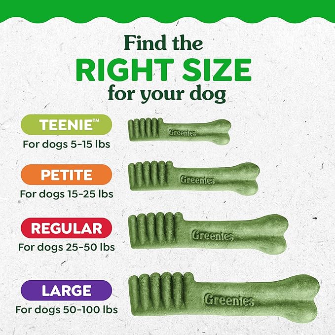 Greenies Veterinarian-Recommended Adult Natural Dental Dog Treats Regular Size, Dog Dental Chews, Original Flavor, (4) 18 Count Packs (72 Treats Total)