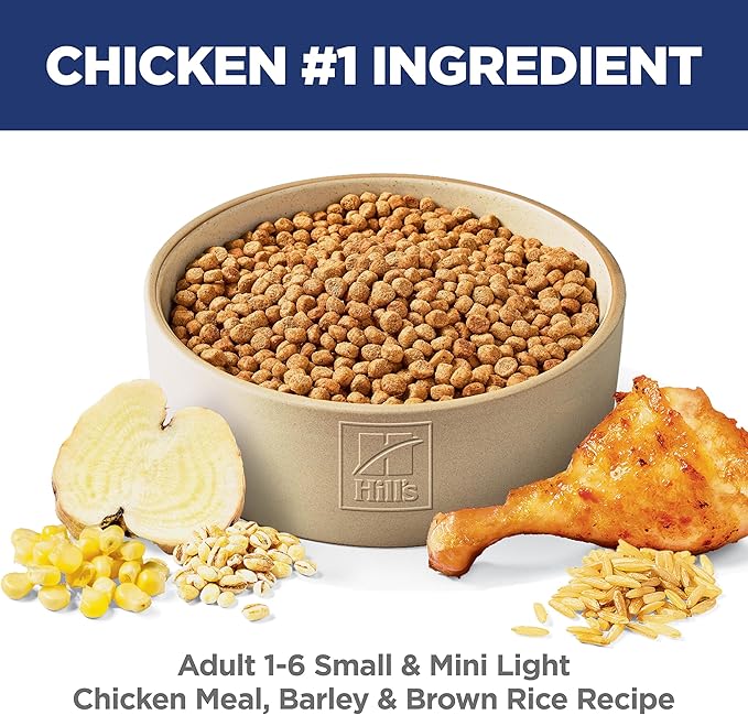 Hill's Science Diet Light, Adult 1-6, Small & Mini Breeds Weight Management Support, Dry Dog Food, Chicken & Barley, 4.5 lb Bag