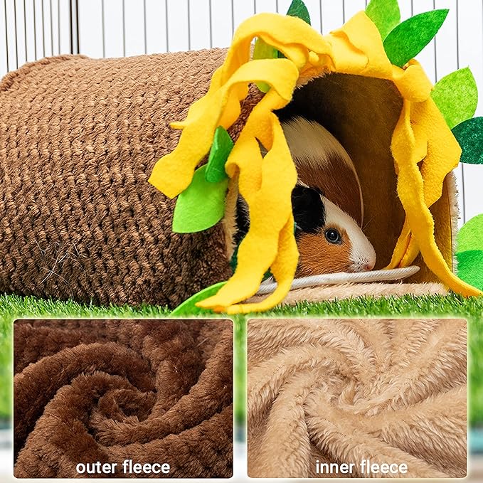 Guinea Pig Hideout - Fleece Tunnel House Cage Accessories for Rat Hamster Hedgehog Chinchilla Small Animal - Playing Sleeping Hunting Resting Washable Tube Bedding Habitats
