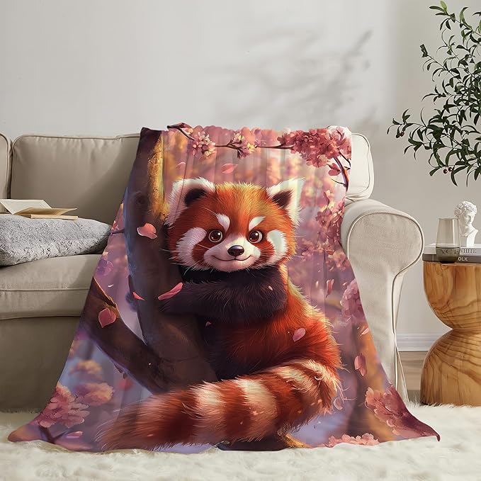 Red Panda Blanket Cute Red Panda Throw Blanket Gifts for Girls Boys Kids Women Men Adults Super Soft Cozy Plush Fluffy Fuzzy Fleece Blanket Home Decor 50''X60''