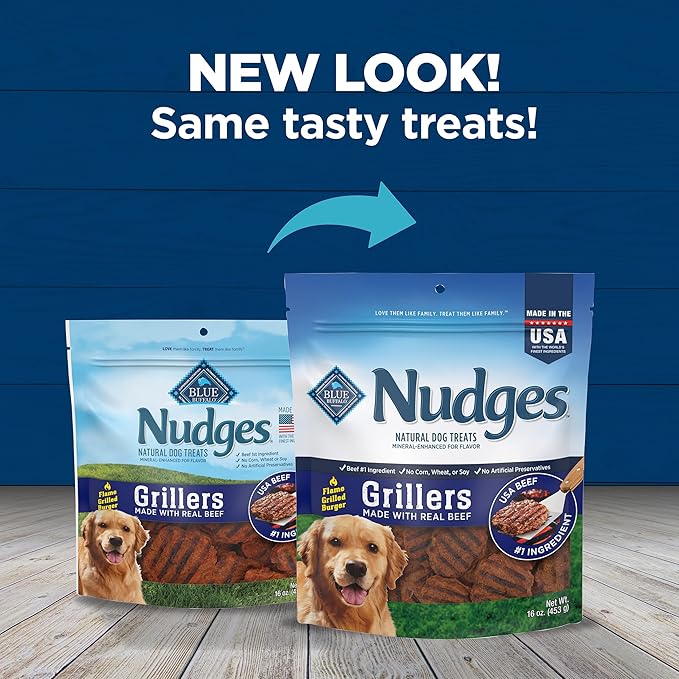 Blue Buffalo Nudges Grillers Natural Dog Treats, Beef, 16oz (Pack of 5)