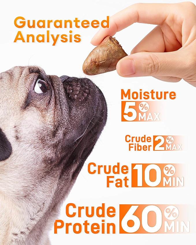 Freeze-Dried Chicken Hearts Cat & Dog Treats, 3.52 oz — High Protein, Single Ingredient, Grain Free, No Additives or Preservatives, Sealed Box