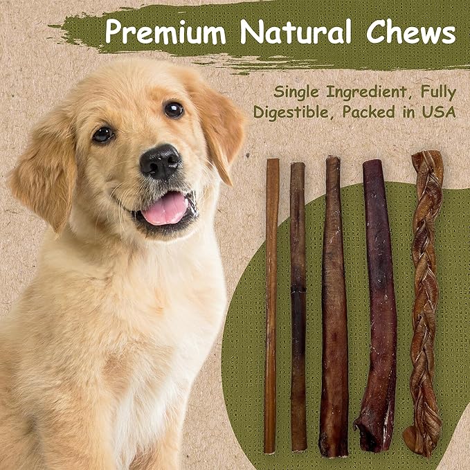 Top Dog Chews - Thick 6 Inch Bully Sticks, 100% Natural Beef, Free Range, Grass Fed, High Protein, Supports Dental Health & Easily Digestible, Dog Treat, (12 Pack)