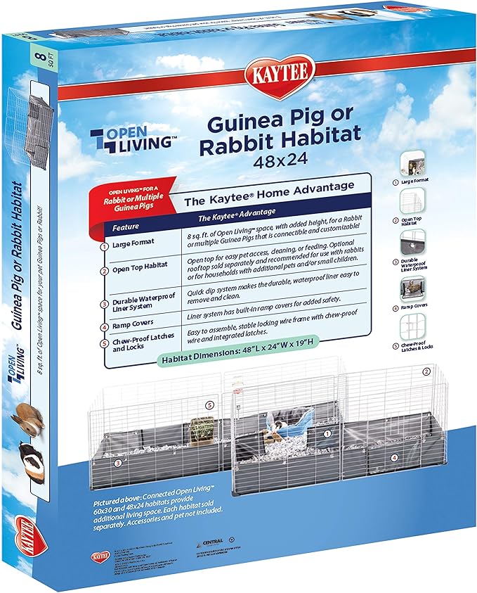 Kaytee Open Living Pet Rabbit or Guinea Pig Habitat, 48" x 24"