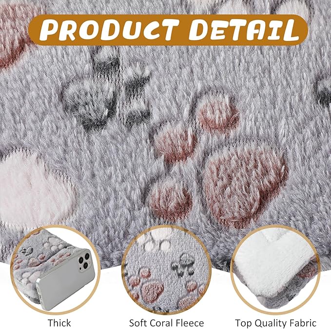 Tuanse 4 Pack Ultra Soft Dog Cat Bed Mat Small Animal Guinea Pig Bed with Cute Print Reversible Fleece Dog Crate Kennel Pad Cozy Washable Thickened Hamster Pet Beds Mat(21 x14 Inches,Light Gray)
