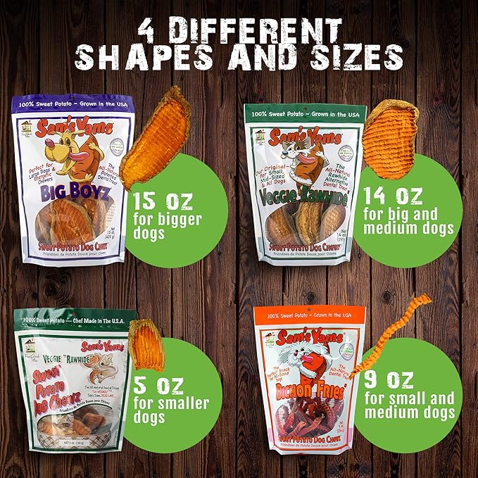 Sam'S Yams Big Boyz Sweet Potato Dog Treats, 15 Oz, 425 Grams