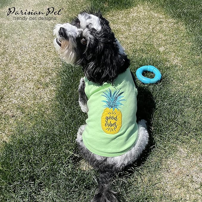 Parisian Pet Dog Shirt – 100% Cotton Shirts for Medium Dogs – Tropical Sleeveless Pet Vest – Lightweight and Breathable Dogs Apparel – Cute Dog Clothes - Stretchy T Shirts for Pets