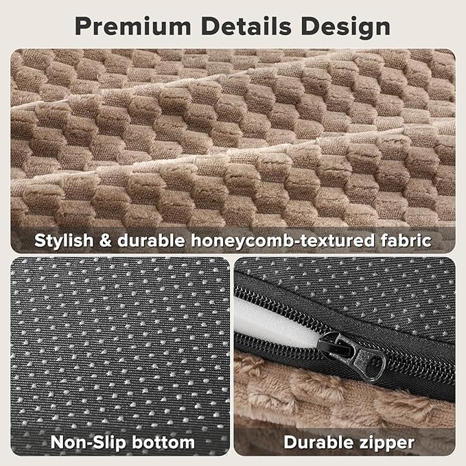 JOEJOY Orthopedic Dog Beds Large Sized Dog, Washable Waterproof Oval Large Dog Bed with Removable Cover, Big Egg-Crate Memory Foam Pet Bed with Bolster Sides & Non-Skid Bottom, Brown, 36''x27''