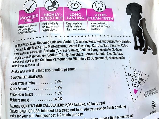 DENTLEY'S Rawhide Free Chicken Wrapped Mini Sticks - Peanut Butter Flavor