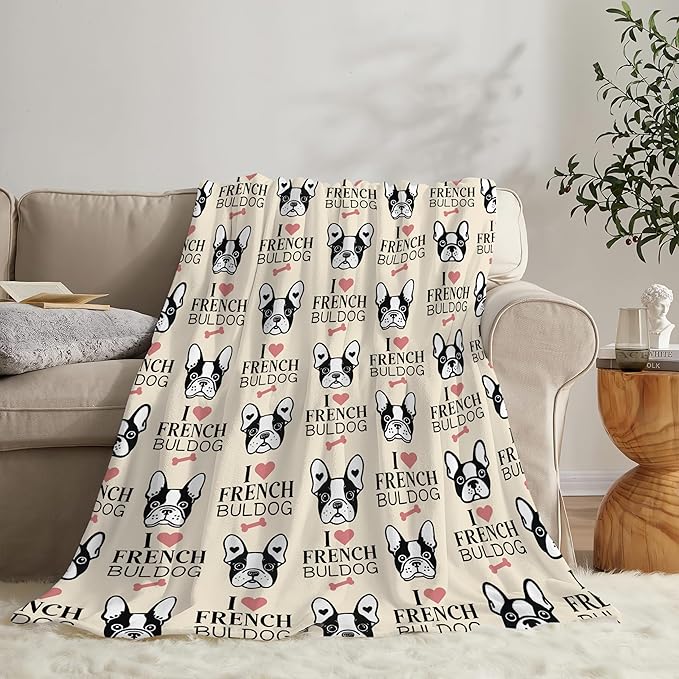 Boston Terrier Throw Blanket French Bulldog Frenchie Puppy Stuff Gifts for Dog Lover Kids Girls Boys Adults Women Men Soft Cozy Warm Plush Fluffy Fuzzy Fleece Blanket Decor 50''X60''