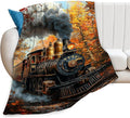Train Blanket, Train Decor Throw Blankets, Gifts for Men Boys Girls Women Lover Adult Cozy Fleece Flannel Bedding Stuff Plush for Couch Sofa Bed Decor 80"X60"