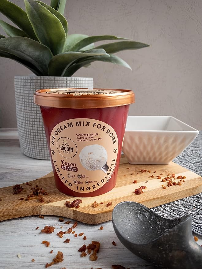 Puppy Cake Hoggin' Dogs Ice Cream Mix - Just Add Water and Freeze, No Sugar Added, Gifts for Dogs, All Natural, Bacon Flavor, 4.65 oz - Made in USA