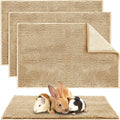 Amylove 4 Pcs Guinea Pig Cage Liner Washable Fleece Pee Pads Pet Dog Cat Bedding Training Mat for Small Animal Guinea Pig Puppy Bunny Hamster(16 x 24 Inch,Square,Beige)