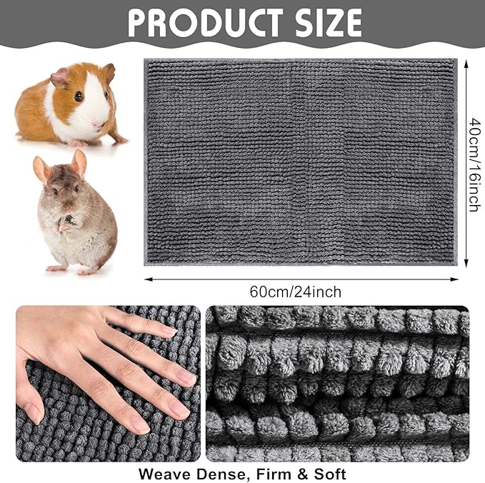 Amylove 4 Pcs Guinea Pig Cage Liner Washable Fleece Pee Pads Pet Dog Cat Bedding Training Mat for Small Animal Guinea Pig Puppy Bunny Hamster(16 x 24 Inch,Rectangular,Dark Gray)