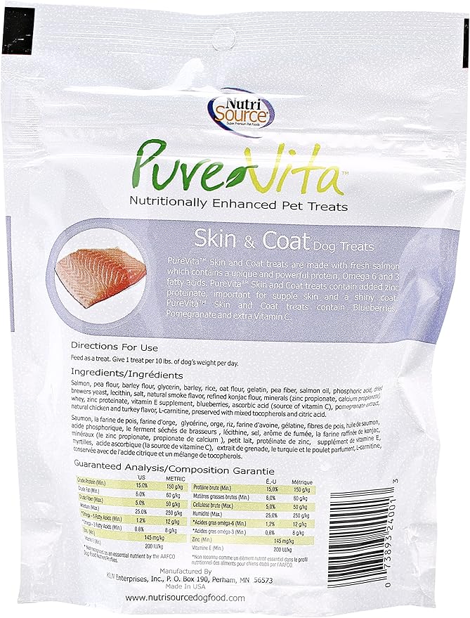Pure Vita Skin and Coat Dog Treats 6 oz