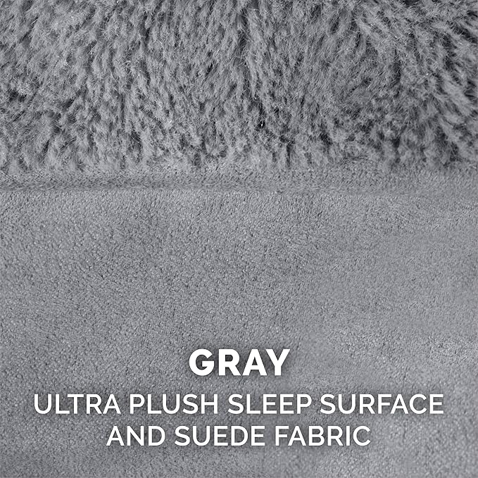 Furhaven Memory Foam Dog Bed for Medium/Small Dogs w/ Removable Bolsters & Washable Cover, For Dogs Up to 35 lbs - Plush & Suede Sofa - Gray, Medium