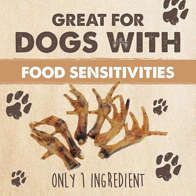 Mighty Paw Naturals Chicken Feet Dog Treats (30 Pack) | All Natural Dehydrated Chicken Feet for Dogs. Dried Treat for Pets. Single Ingredient Chews