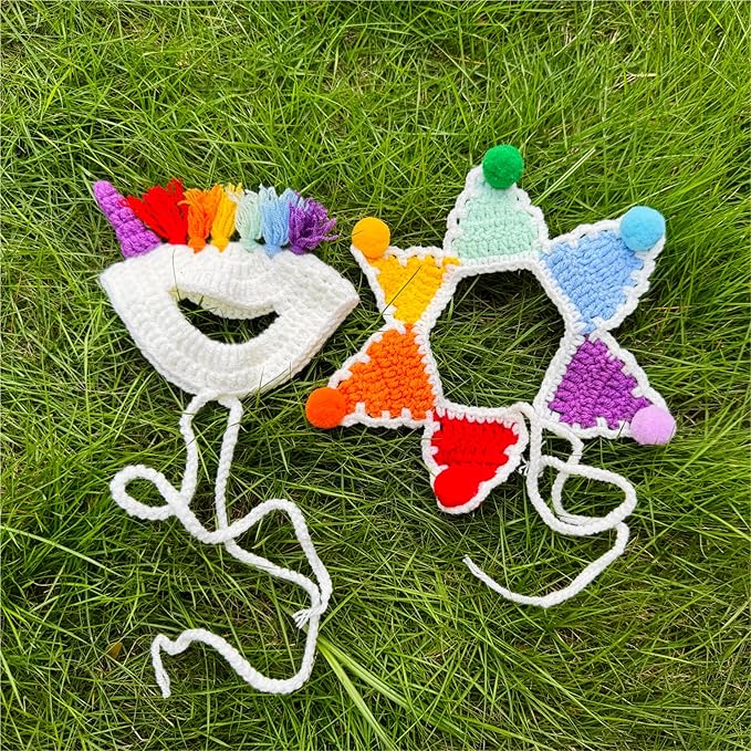 Cat Costume,Unicorn Dog Costume,Handmade Knitted Rainbow Dog Outfit,Cat Birthday Clothes,Pet Cloth for Cats and Small to Medium Dogs, Party, Holiday, Daily Wear & Photos