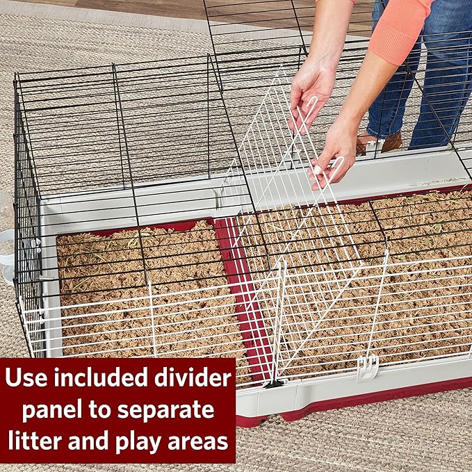 Midwest Homes for Pets Deluxe Rabbit & Guinea Pig Cage, XX-Large, White & Red