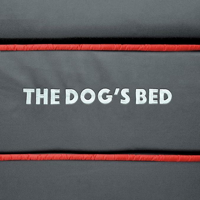 The Dog’s Bed Replacement Outer Cover, Oxford Fabric, Grey with Red Trim, Medium, 4-Inch