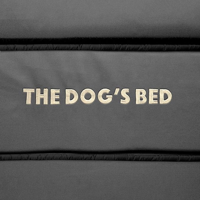 The Dog’s Bed Orthopedic Memory Foam Dog Bed with Headrest, Calming Surface – CertiPUR-Certified Foam, Oxford Fabric, Grey with Black Trim, Large, 6-Inch
