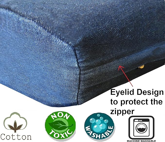Dogbed4less Jumbo Orthopedic Extreme Comfort Memory Foam Dog Bed for Large Dog, Waterproof Internal Case and Machine Washable External Denim Cover, 55X47 Pet Pillow, Blue
