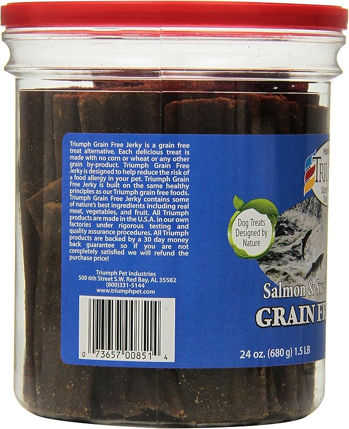 Truimph Super Premium Dog Treats 00851 Dog Salmon & Sweet Potato Jerky, 24-Ounce 1.5 Pounds