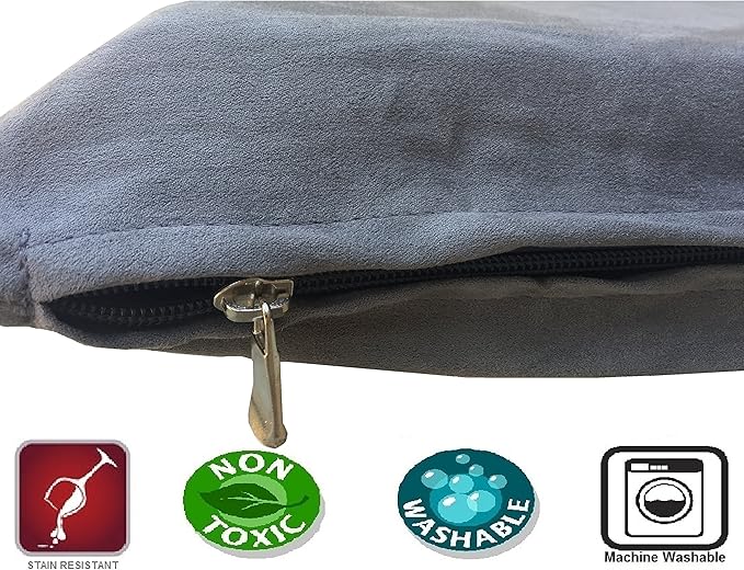 Dogbed4less 2 Pack Gel Cooling Memory Foam Dog Bed for Medium Large Pet with Waterproof Internal Cover, Microsuede Grey 34X27X3 Inches