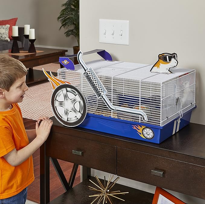MidWest Homes for Pets Hamster Cage | Exciting Hot Rod Theme | Accessories & Decals Included