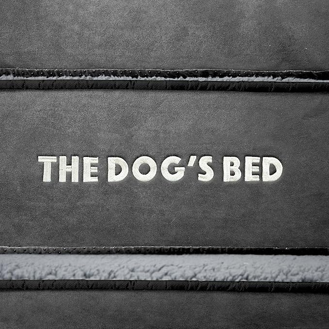 The Dog’s Bed Orthopedic Memory Foam Dog Bed for Large Dogs, Waterproof Washable Cover, Anti-Slip Base, Calming Surface – CertiPUR-Certified Foam, Grey Plush, 4 Inch Thick