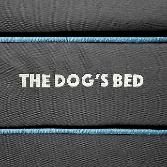 The Dog’s Bed Orthopedic Memory Foam Dog Bed with Headrest, Calming Surface – CertiPUR-Certified Foam, Oxford Fabric, Grey with Blue Trim, XXL, 6-Inch