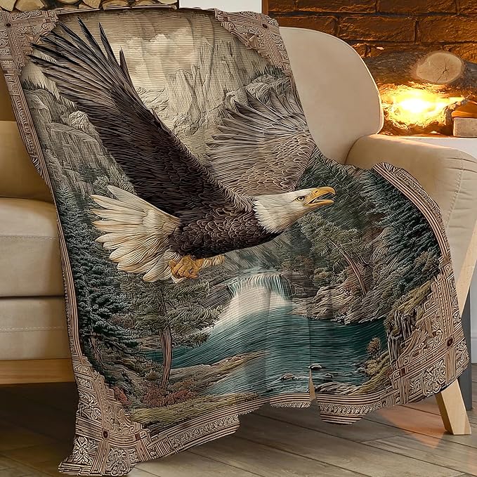 Bald Eagle Throw Blanket Eagle Stuff Gifts for Kids Girls Boys Adults Women Men Soft Cozy Warm Plush Fluffy Fuzzy Fleece Blanket Decor 40''X50''