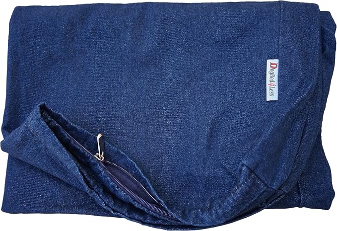 Dogbed4less Jumbo 55X47X4 Inches Blue Color Denim Jean Dog Pet Bed External Zipper Duvet Cover - Replacement Cover only
