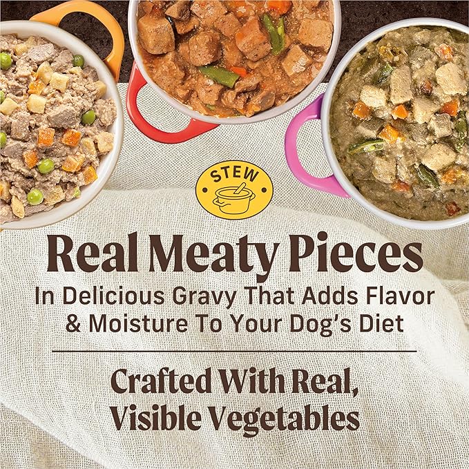 Merrick Grain Free Wet Dog Food, Premium Gluten Free Canned Variety Pack, Beef, Chicken and Turkey Recipes - (Pack of 12) 12.7 oz. Cans